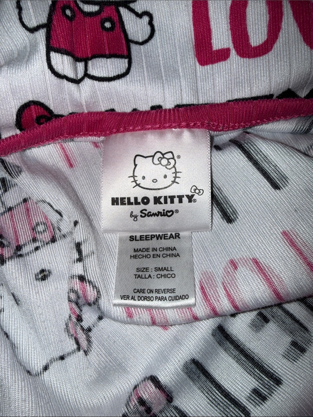 Hello Kitty White Sleep Cami with Pink Trim and Character Print - Picture 3 of 3